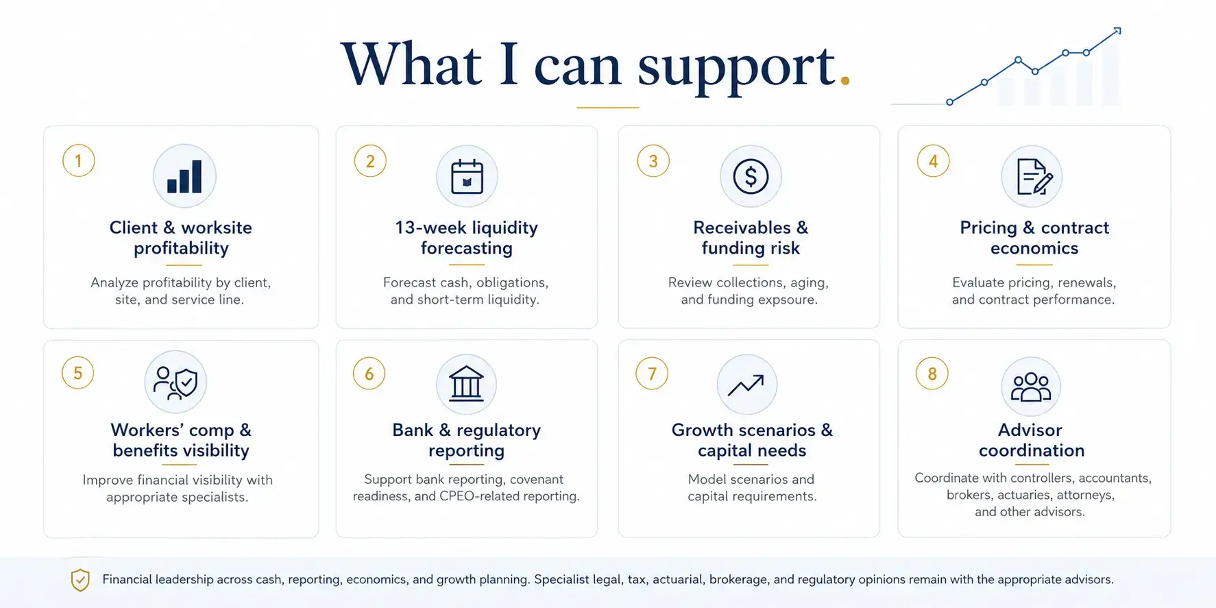 Fractional CFO support for PEO, payroll, and workforce service providers